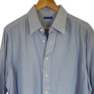 Royal Classic Men's Bespoke Blue Print Button Down‎ Dress Shirt Size XXL Classic